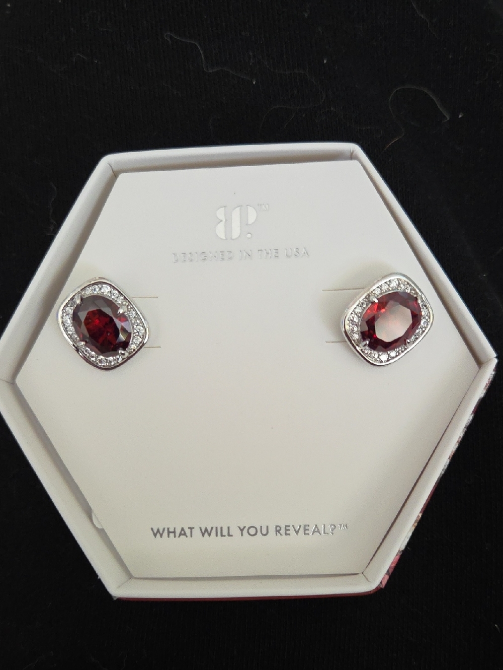 Red Crystal Halo Stud Earrings - By Bomb Party NWT